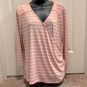 Nine West pink and white strip women’s blouse